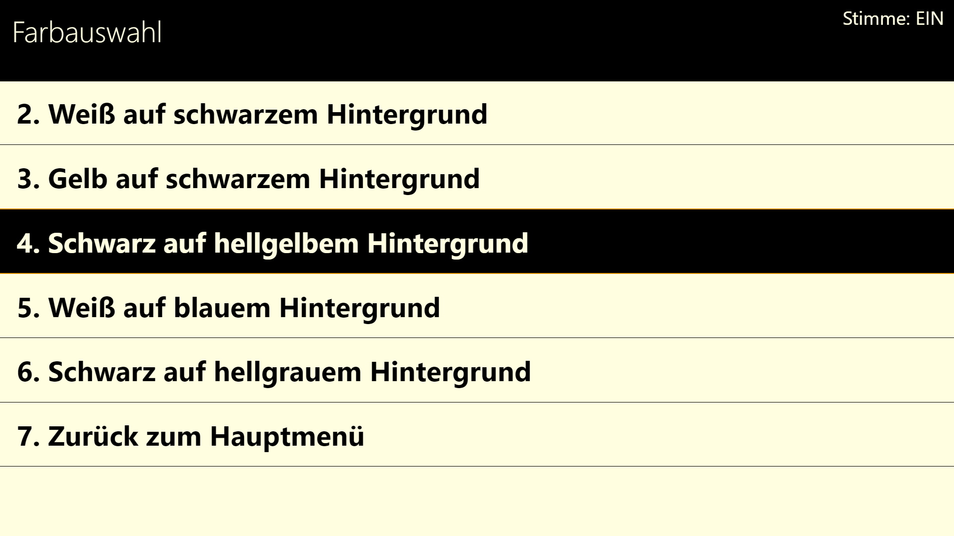 Schwarz auf hellgelbem Hintergrund