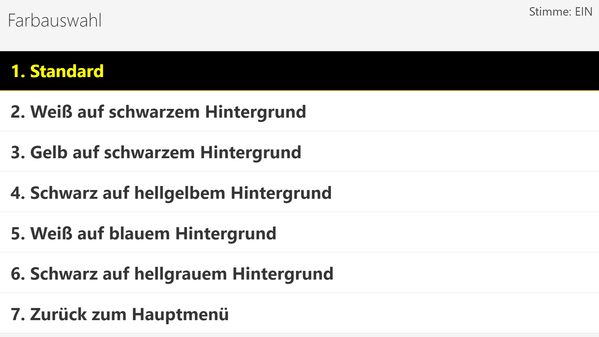 Farbauswahl: Standard