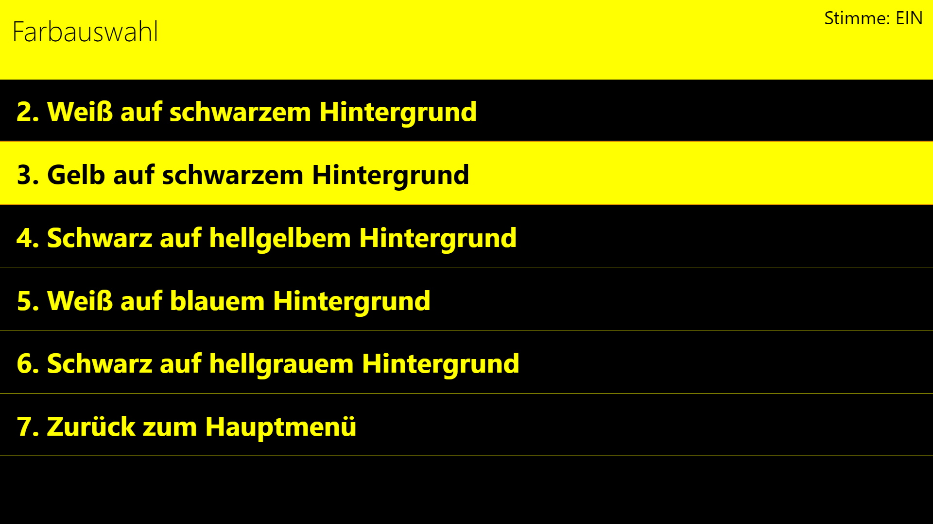 Gelb auf schwarzem Hintergrund